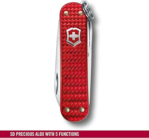 Vista 2 de Victorinox Classic SD Precious Alox Swiss Army Cuchillo compacto de 5 funciones de fabricación suiza con hoja pequeña, destornillador y llavero