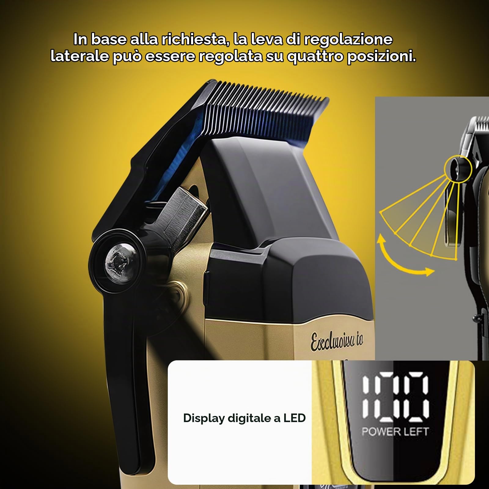 KEMEI KM-90-4 - Tagliacapelli professionale da uomo, kit per tagliare i capelli e la barba, tagliacapelli a lama regolabile con USB ricaricabile, regalo per uomini