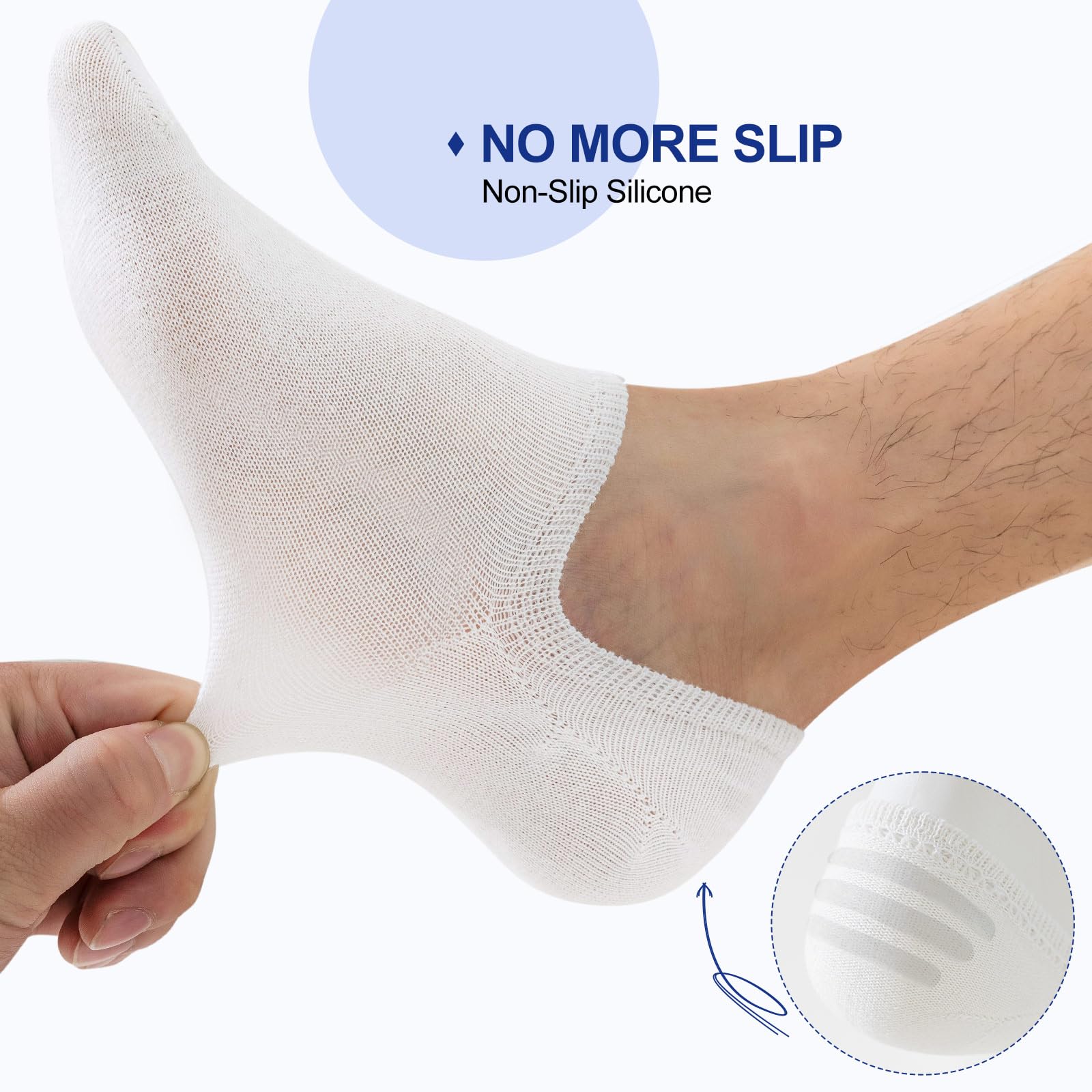 Niofind Lot de 6 paires de chaussettes invisibles invisibles en coton pour homme et femme avec doublure en silicone antidérapant