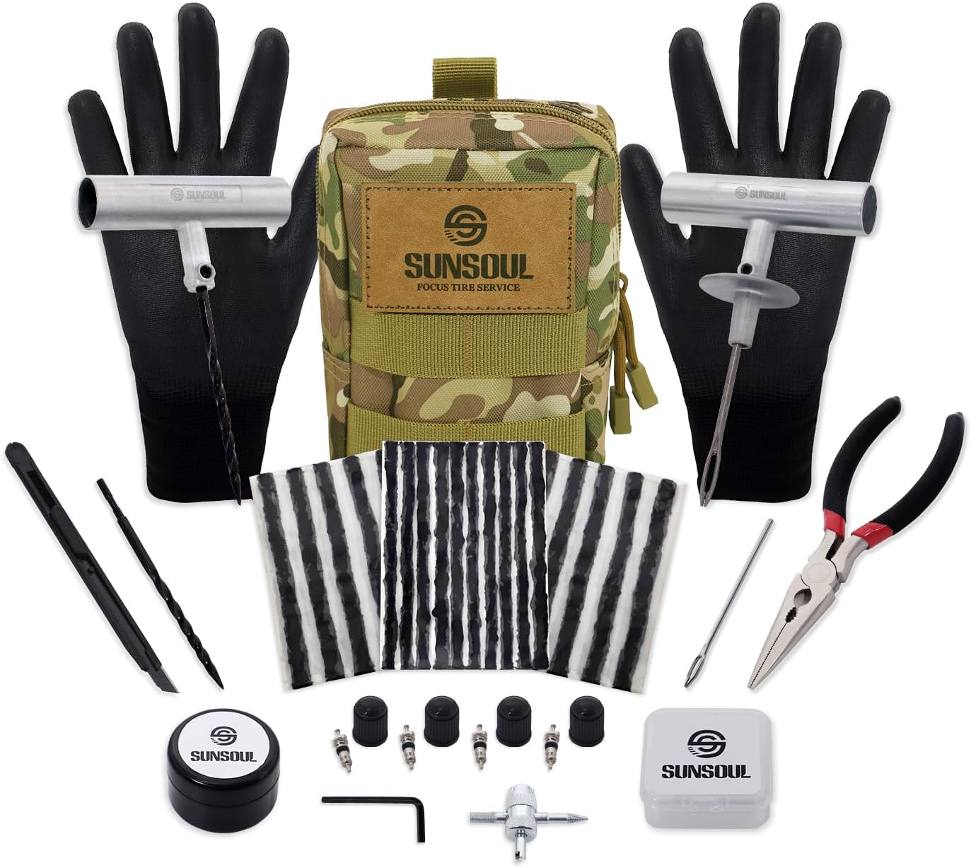 SUNSOUL Heavy Duty 40-Pc Tire Plug Kit - Off-Road Emergency Puncture Repair for SUV Truck ATV UTV Tractor Motorcycle w/ Tools