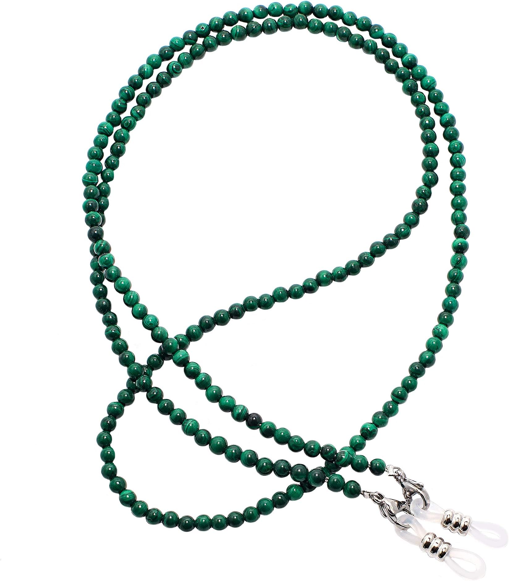 Rainbow safety Eyeglasses Holder Gemstone Beaded Chain Retainer for Sunglasses Necklace Agate Amazonite Pearl Coral Ametiste Jasper RC (Malachite)
