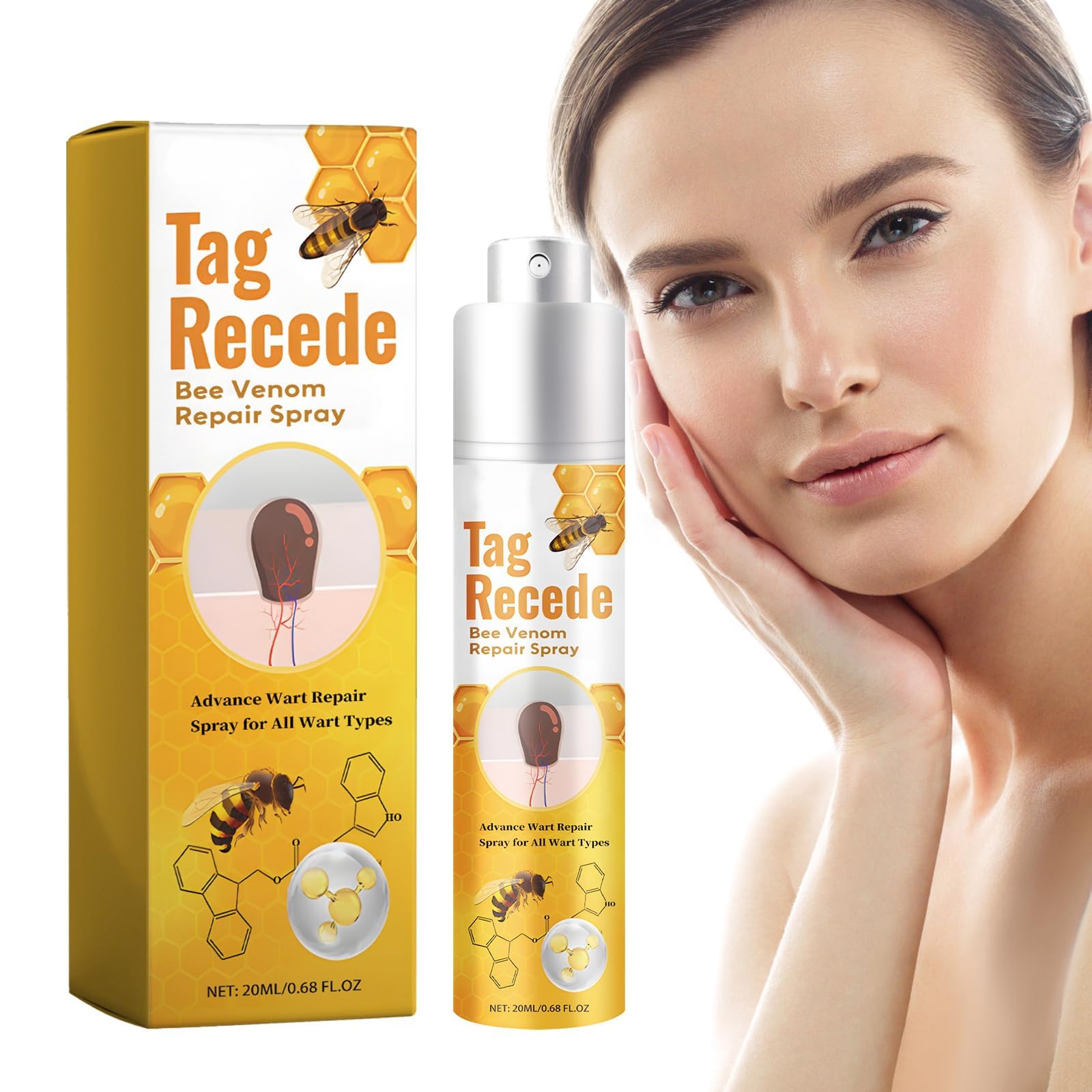 Bee Venom Skin Tag Removal Spray |Tag Recede Bee Venom Treatment Spray | Bee Venom Wart and Tags Removal Treatment Spray | Lymphatic Drainage for MEN & WOMEN 100ml