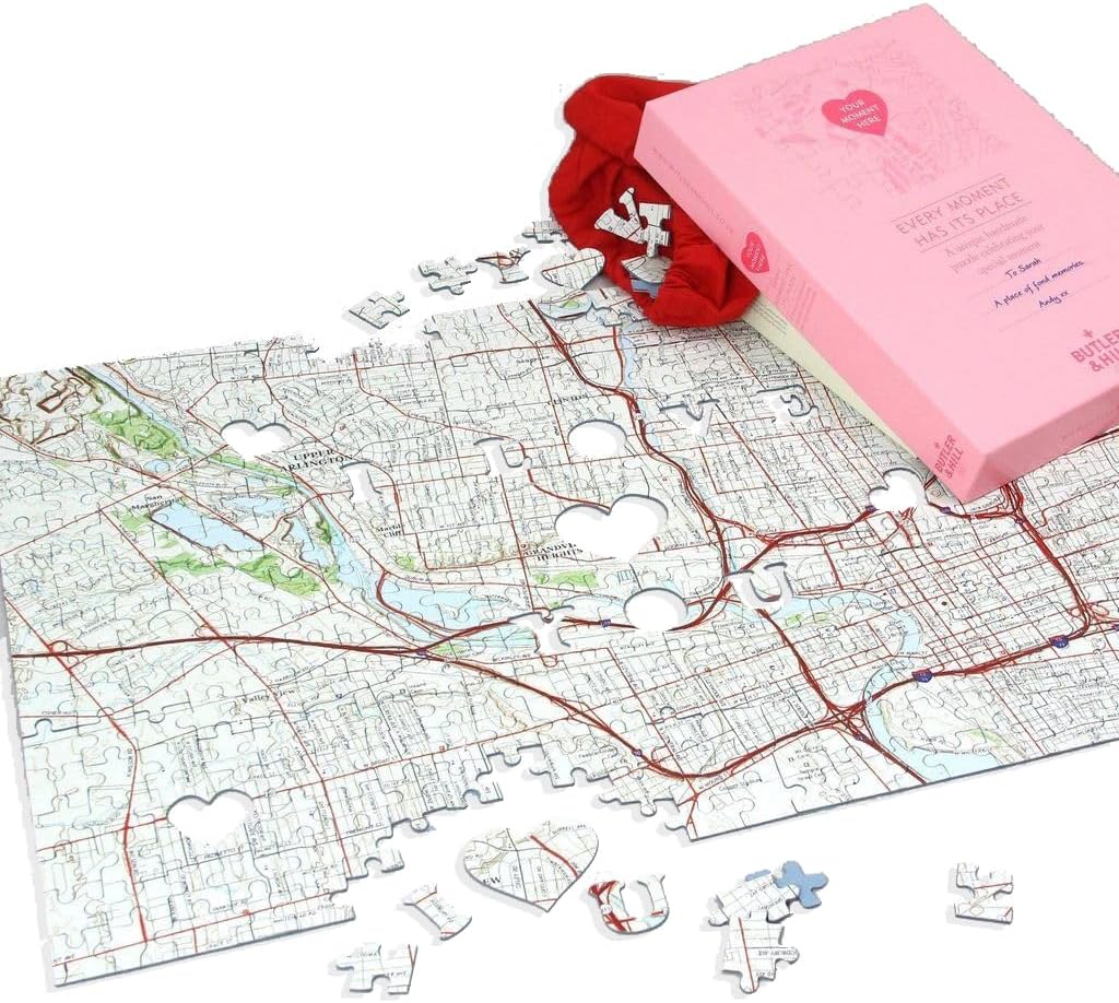 Personalized Map 'We First Met/Date' Custom Jigsaw Puzzle 400 Pieces Engagement Wedding Or Anniversary