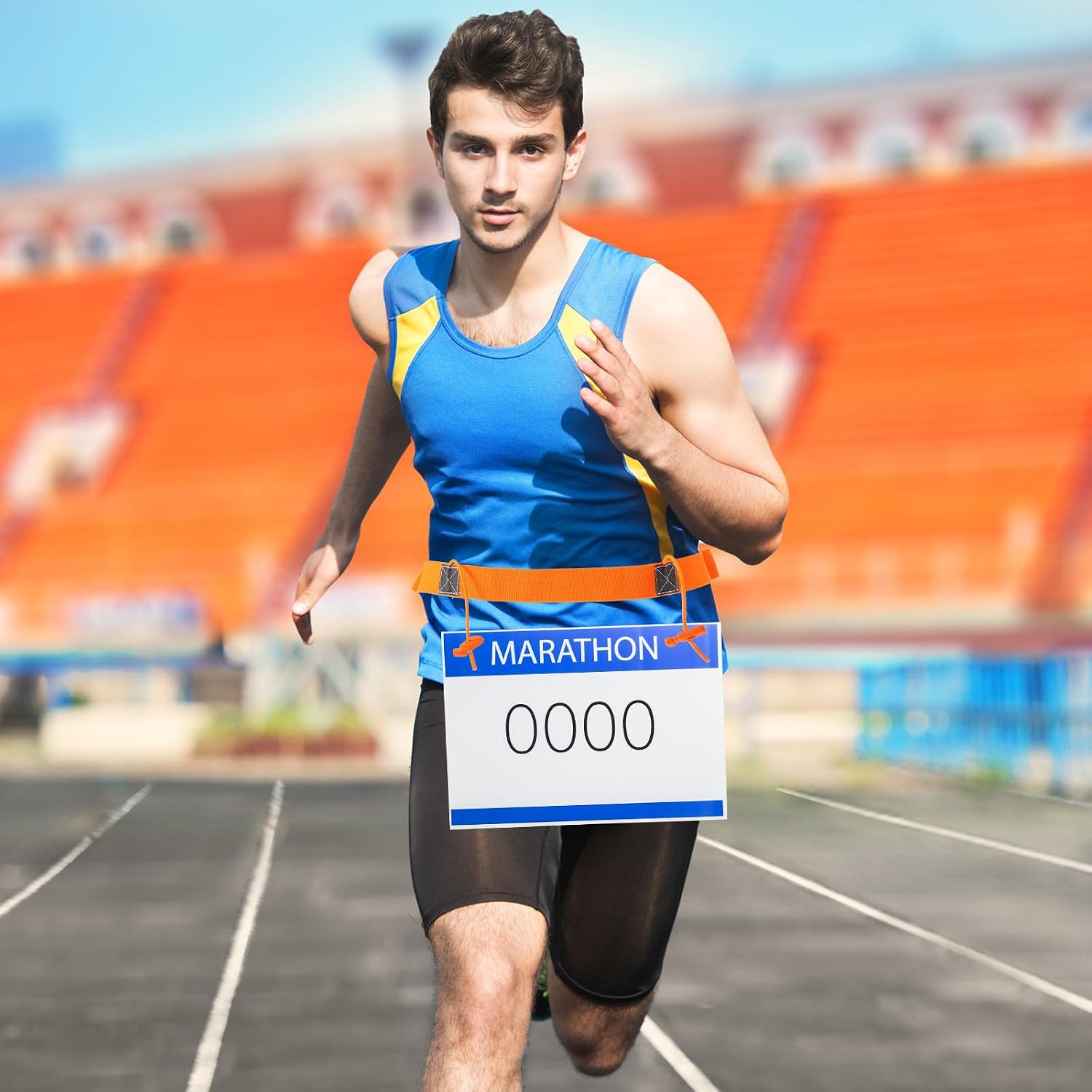 Reusable Running Bib Belt Orange Polyester Thread Race Belt