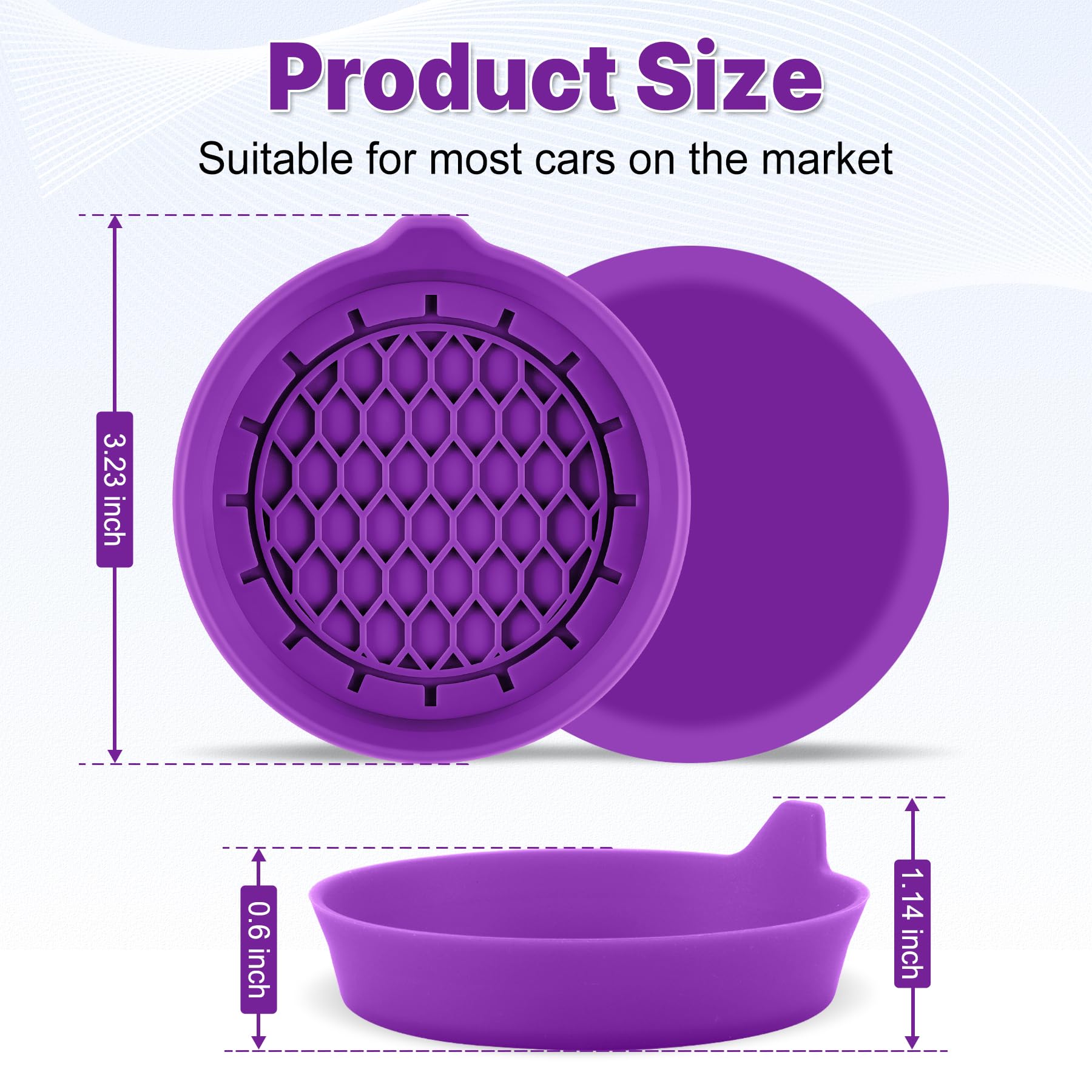 SINGARO Car Cup Holder Coaster, Silicone Cup Holder Insert, Universal Non-Slip Cup Holders, Car Accessories Interior for Women and Man 4 Pack Purple view 5