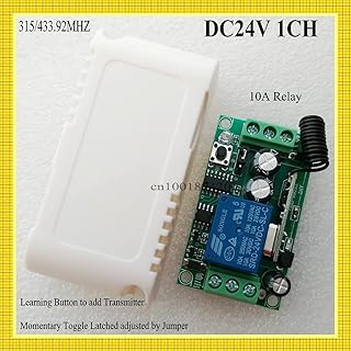 24V DC 1Channel Way Relay Remote Switch NO COM NC 10A Relay Receiver Ask Learning Code MomentaryToggle Latched 315/433.92MHZ