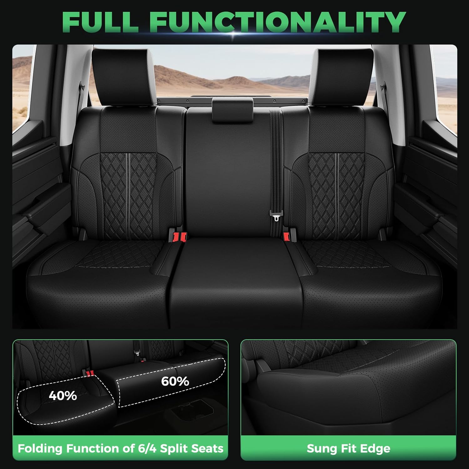 for Toyota Tundra Seat Covers Crew Max Double Cab SR SR5 2022 2023 2024 2025 2026, Waterproof Custom Fit Car Seat Cover Full Set, Black(Not Compatible with legrest)