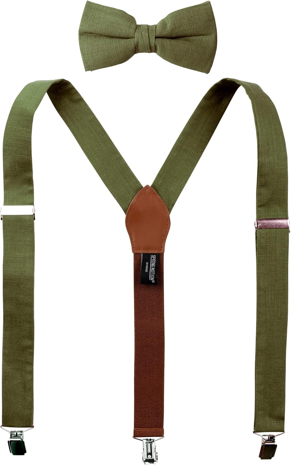 Spring Notion Mens' Linen Blend Suspenders and Bow Tie Set for Groomsmen Wedding