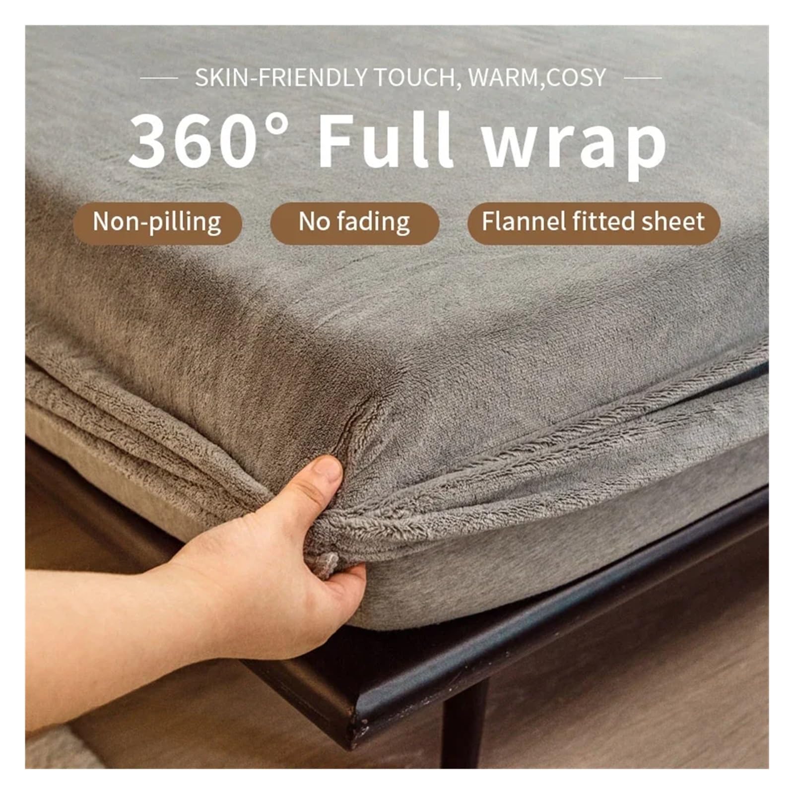 Sábanas de Invierno Gruesas Terciopelo Leche, sábana Ajustable con Banda elástica, Color Liso Muy cálido para otoño e Invierno(Color 7,150x200cm 3pcs)