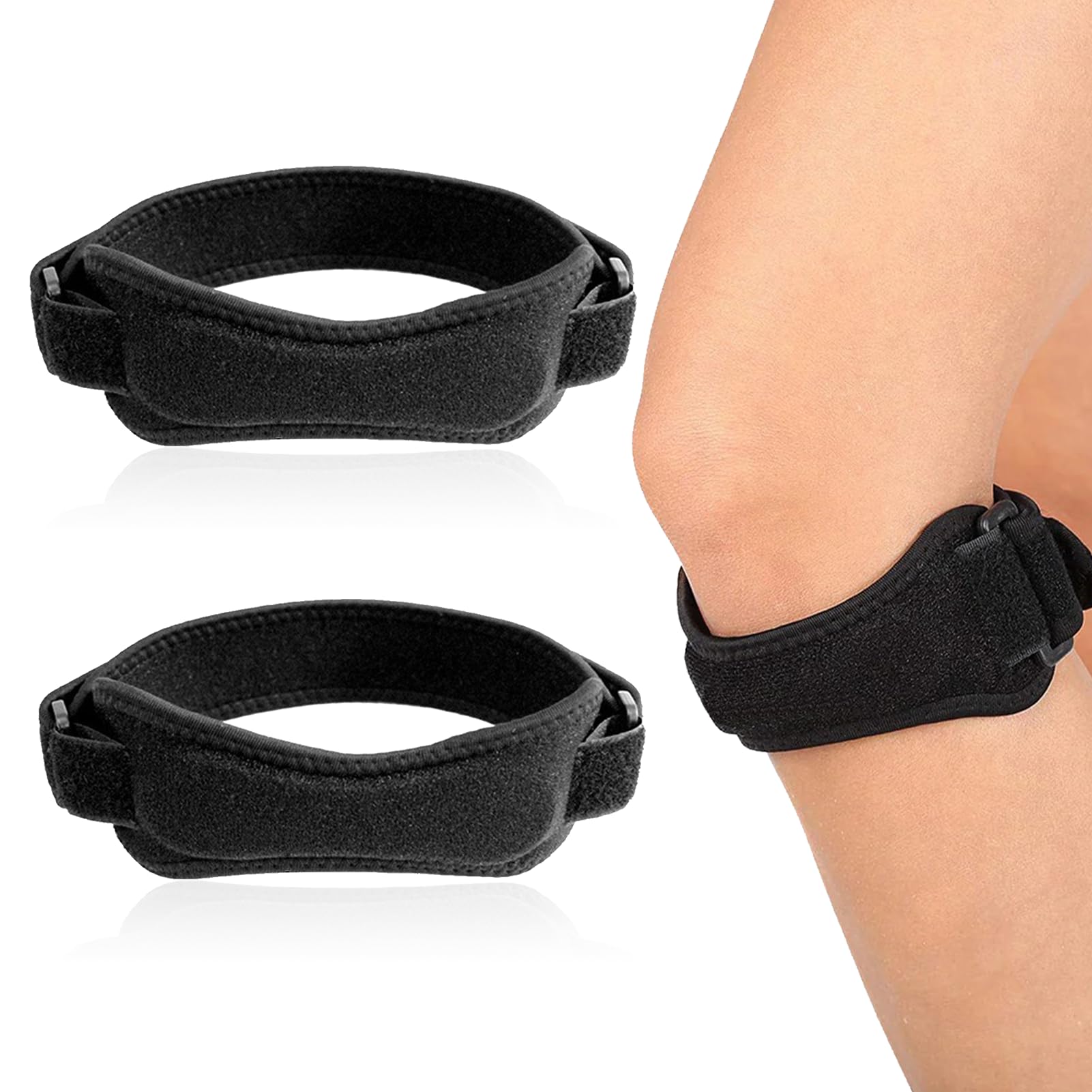 Patella Tendon Knee Strap,2PCS Knee Straps for Joint Pain,Patellar Tendon Strap,Knee Brace Straps for Knee Pain,Adjustable Patella Knee Support Brace Straps for Men and Women