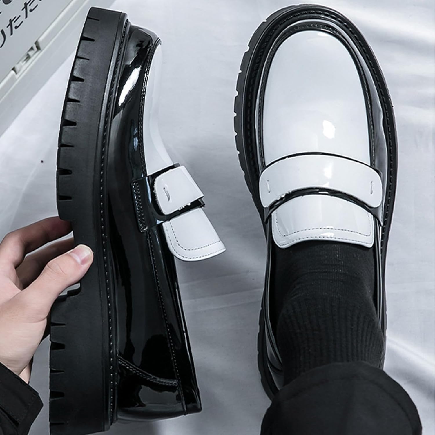 Men's Fashion Chunky Platform Penny Loafers Luxury Round Toe Slip-On Dress Shoes with Non-Slip Lug Sole for Business Work and Daily Casual Wear Sizes 6-14 - Image 2