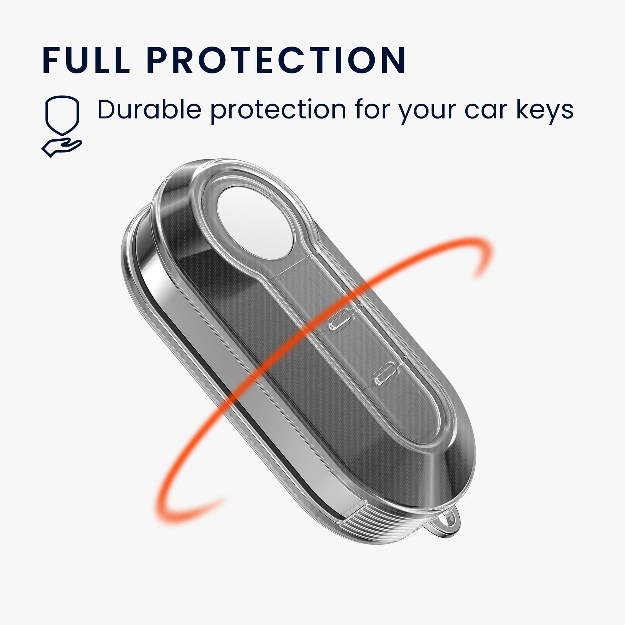kwmobile Car Key Case Compatible with Fiat Lancia 3 Button Car Flip Key Cover - Car Fob Case - Soft TPU Shell - Transparent - Image 3