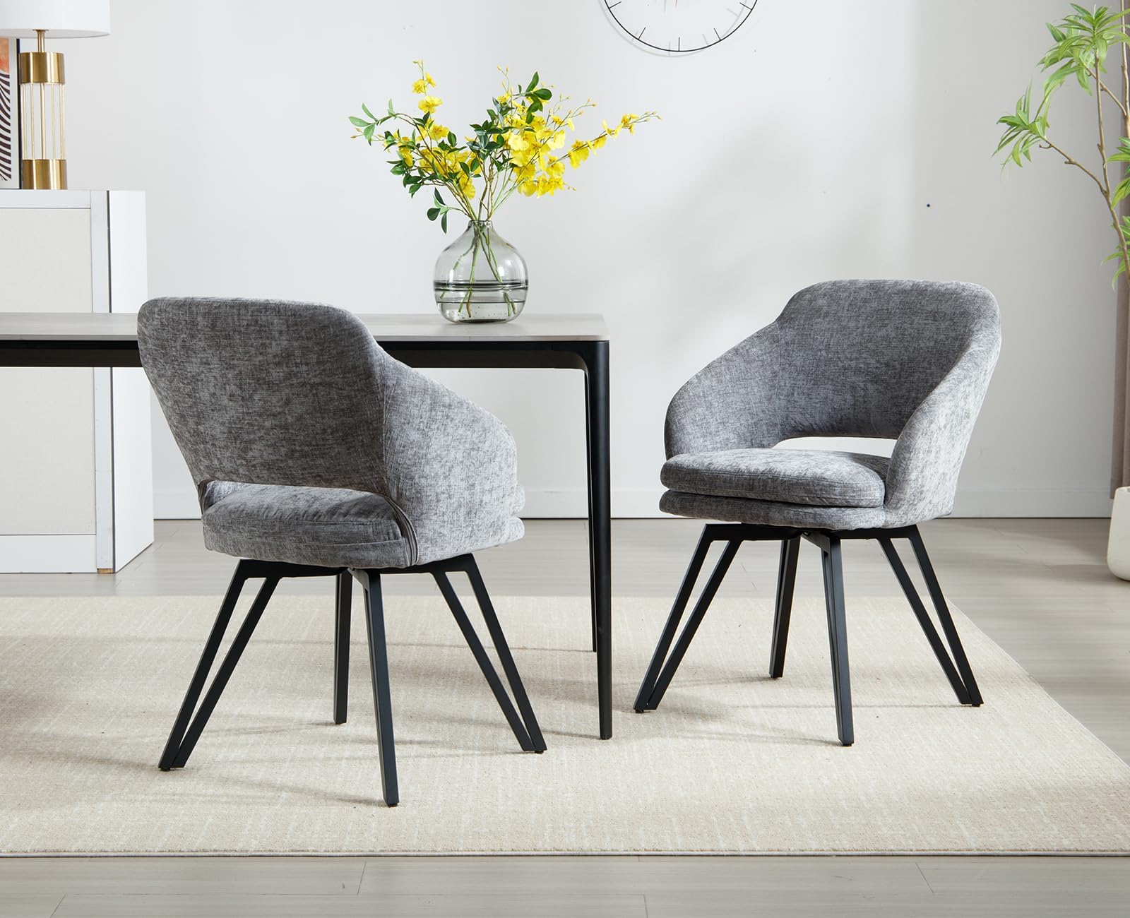 Ya-Home Esszimmerstühle drehbar 2er Set, Drehstuhl Esszimmer, Grau