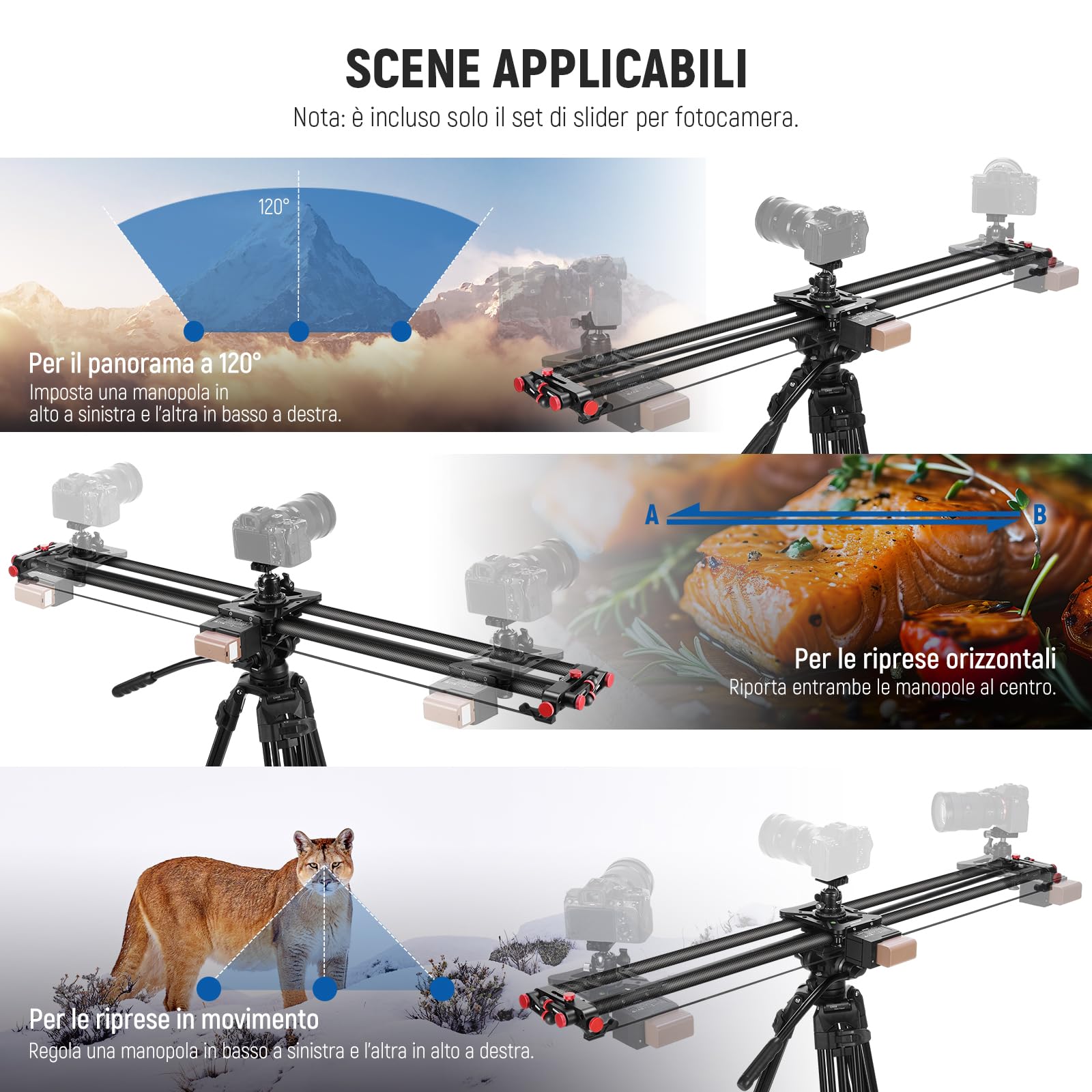 NEEWER 120cm Camera Slider Motorizzato, Controllo App, Binario Dolly DSLR in Fibra Carbonio con Batteria F750 4400mAh (Caricabatterie Non Incluso), Supporta Modalità Video/Fotografia Time Lapse, ER1