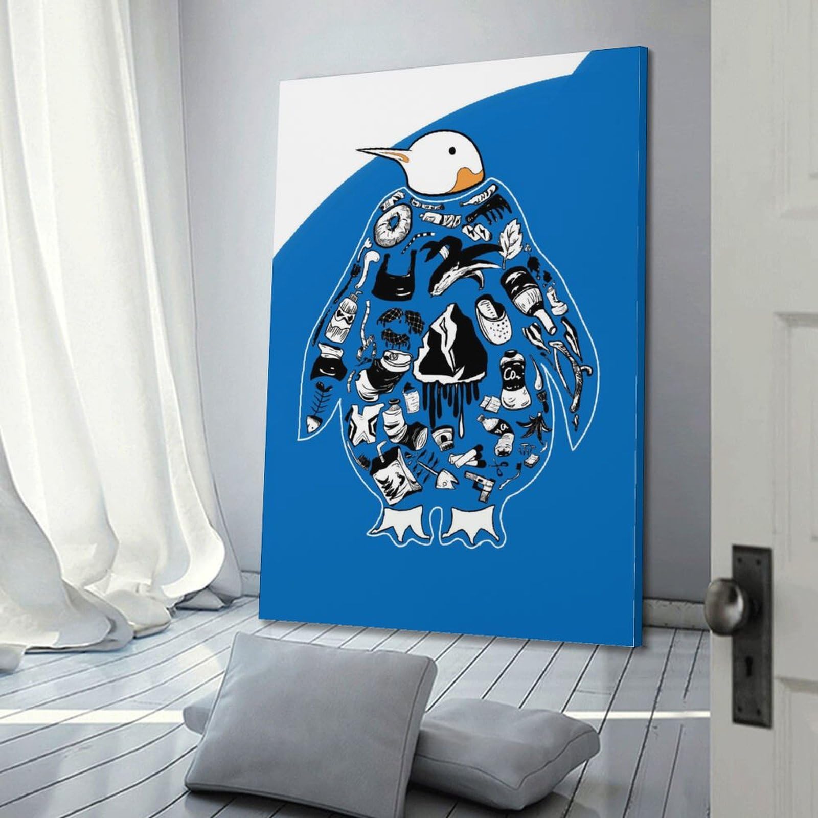 koanga Kreatives Tierposter mit Pinguinmotiv, schützt die ökologische Umwelt, dekoratives Gemälde, Leinwand, Wandposter und Kunstdruck, modernes Familienschlafzimmer-Dekor-Poster, 50 x 75 cm