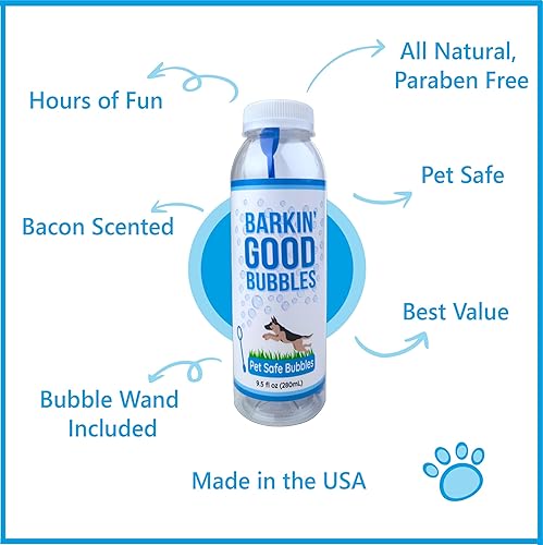 Miniatura 3 de Barkin' Good Bubbles - Juguete para perro, 9.5 onzas líquidas, solución natural de burbujas con aroma a tocino a base de plantas, ideal para jugar
