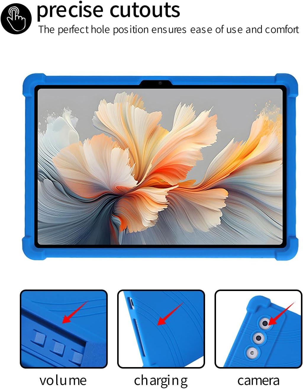 for Lenovo Yoga Tab Plus Tablet 12.7 Inch Tablet Case,BOVUGAC Soft Silicone Adjustable Stand Shockproof Kids Friendly for Lenovo Yoga Tab Plus 12.7" Tablet(Blue) image 2