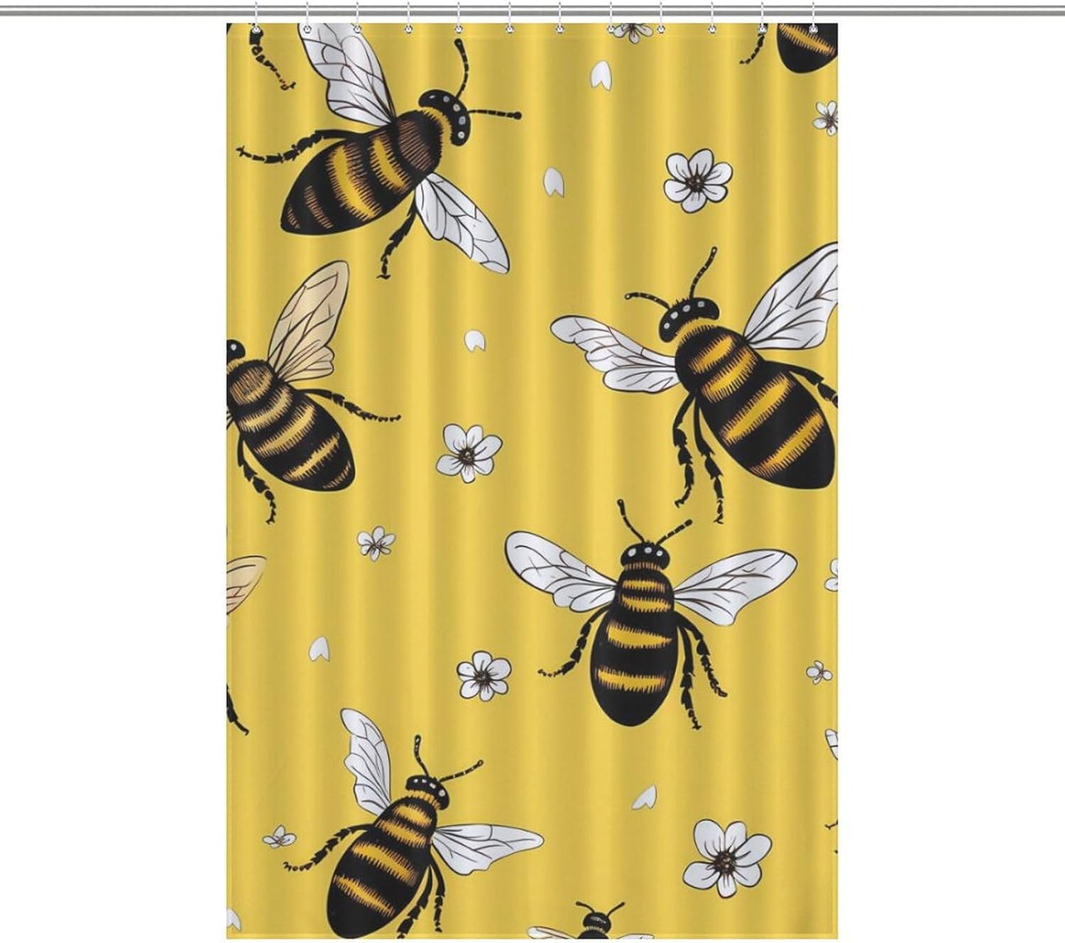 Cute Bees Funny Shower Curtains Washable Bath Curtain Liner with Hooks for Bathroom Bath Tubs