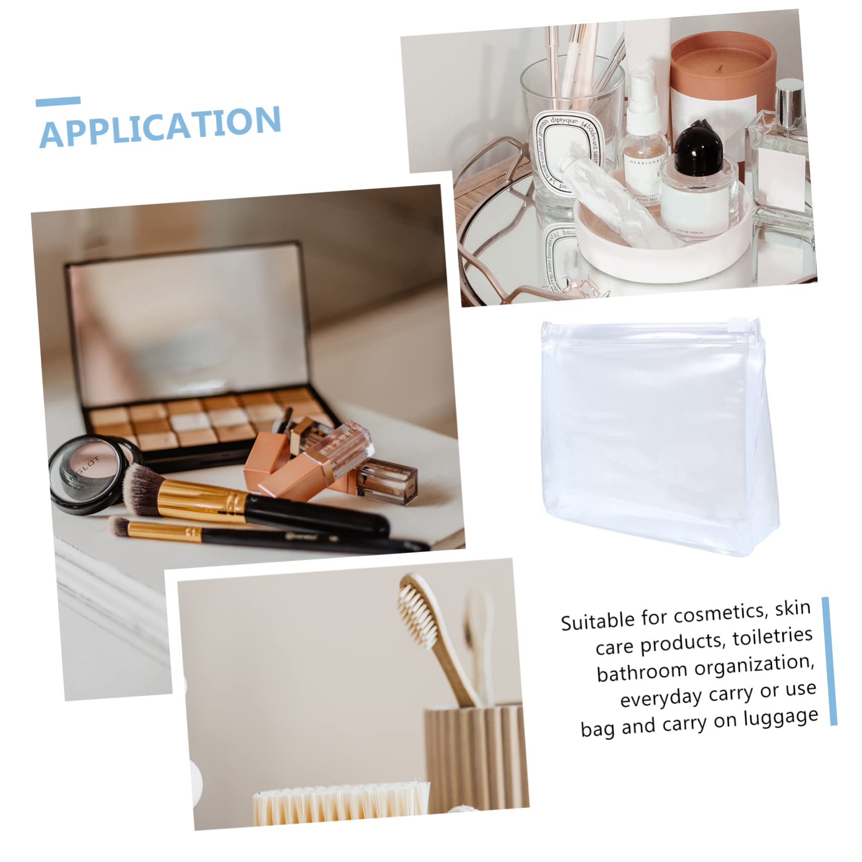 POPETPOP 20pezzi Trasparenti Per Cosmetici Impermeabili Con Zip Organizer Da Viaggio Per Trucco e Toiletries Per Palestra e Bagno