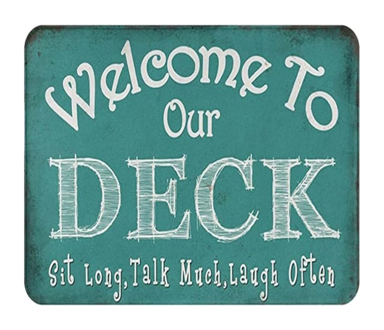 IDGTTLDF Decorative Welcome to Our Deck Metal Tin Sign Vintage Rustic Plaque for Outdoor Porch Farmhouse Entryway Wall-Art 8 X 12 in