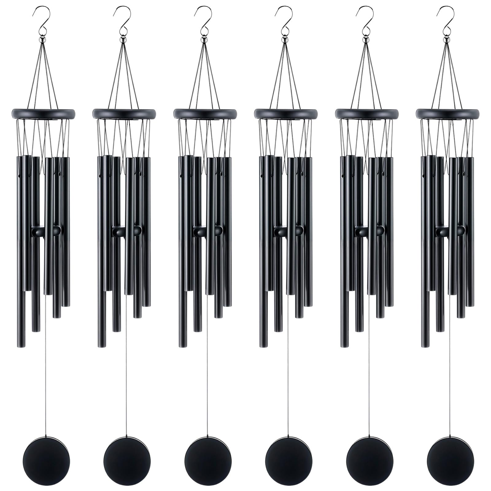 Yahenda 6 Pcs 28 Inch Rustic Wind Chimes for Outside Deep Tone Wind Chimes with 6 Aluminum Tubes Memorial Coolest Windchimes Outdoors for Farmhouse