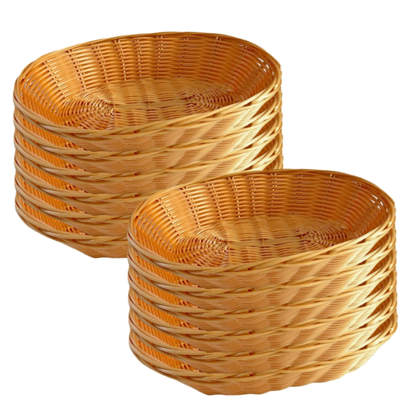 Hintyne Small Wicker Basket 12PCS Wicker Basket 11x9x3in Plastic Weaving Multipurpose Bread Baskets for Kitchen, Centerpiece Display, Storing Bread, Fruits, Vegetables