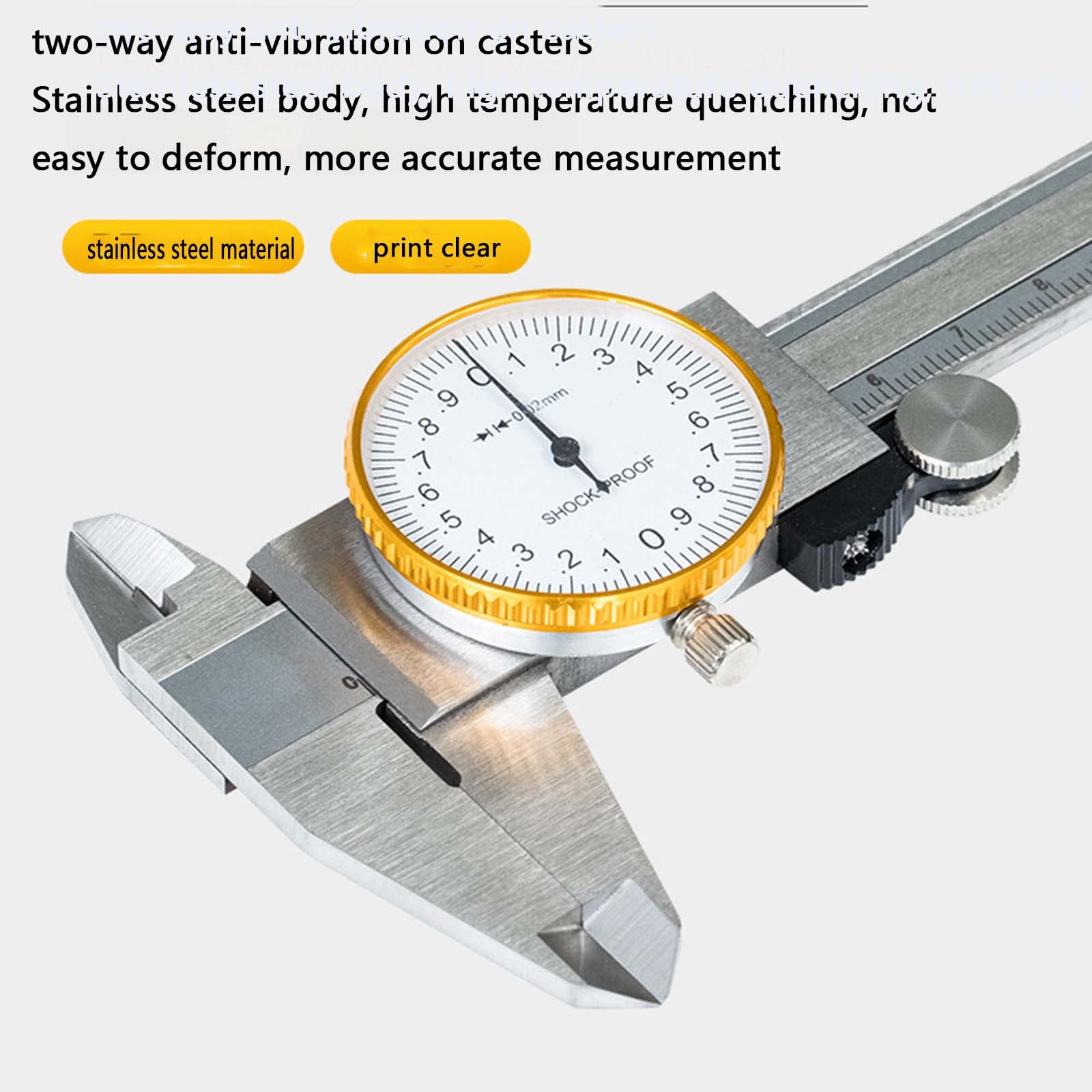 Calibres Con Dial Pies De Rey Vernier Calibrador Stainless Hardened Precisión Medición Dimensional Herramientas Pequeñas Diámetro Interior Diámetro Exterior Profundidad Espesor (gold,0-150MM)