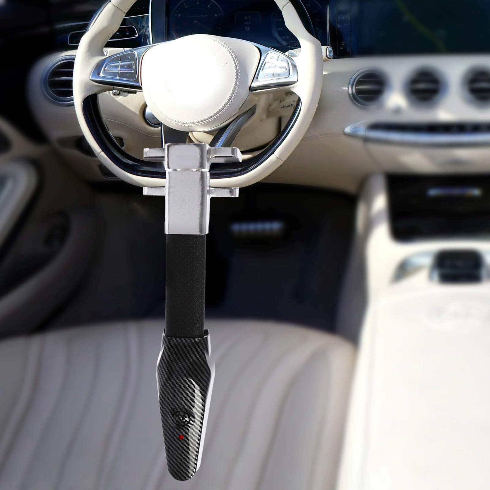 Bloqueo Volante Coche Bloqueo del volante con alarma, gatillo de vibración Sensor micromovimiento anticorte acero para seguridad automóvil