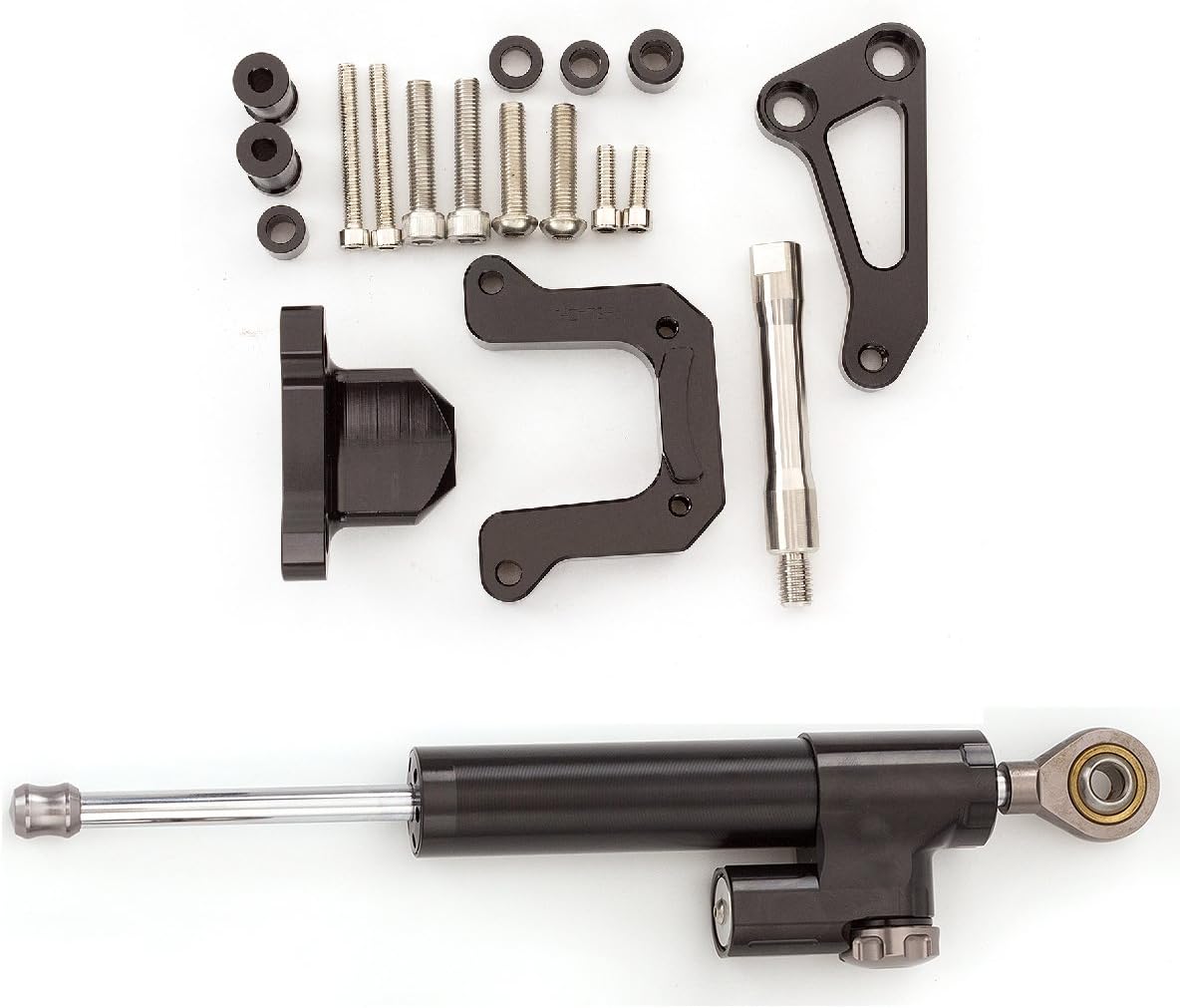 FXCNC Motorcycle CNC Steering Damper Stabilizer Buffer Control Bar With Mounting Bracket Kit Full Set Compatible with M-SLAZ 150 MT-15 MT15 All Year