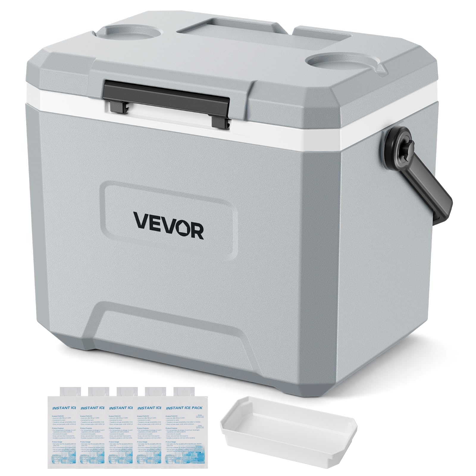 VEVOR Kühlbox 16 L, Passiver Kühlbehälter, Hält den Inhalt 48 Stunden Lang Kühl, Isolierbox mit Eisspeicher & Robustem Griff, Coolbox ohne Strom, Ultraleicht für Camping, Konzerte & Sport