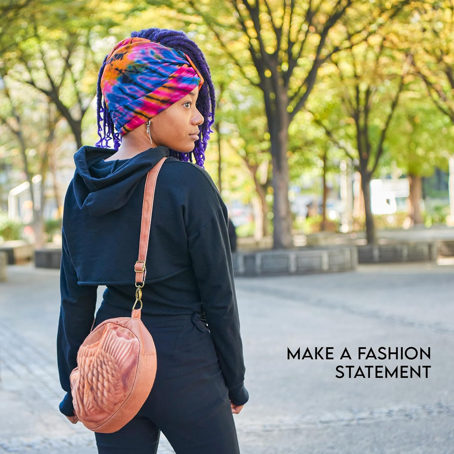 CHARM Hippie Headband Womens Turban - Boho Bandana Hair Wrap Men Head Band Scarf A