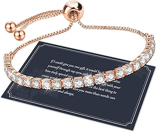 J.Fée Silver Bracelet, S925 Tennis Bracelet with Sparkling 5A Cubic Zirconia Silver Bracelets for Women Adjustable Bracelet for Women Bracelets Womens Bracelet Women Gifts for Women Mom