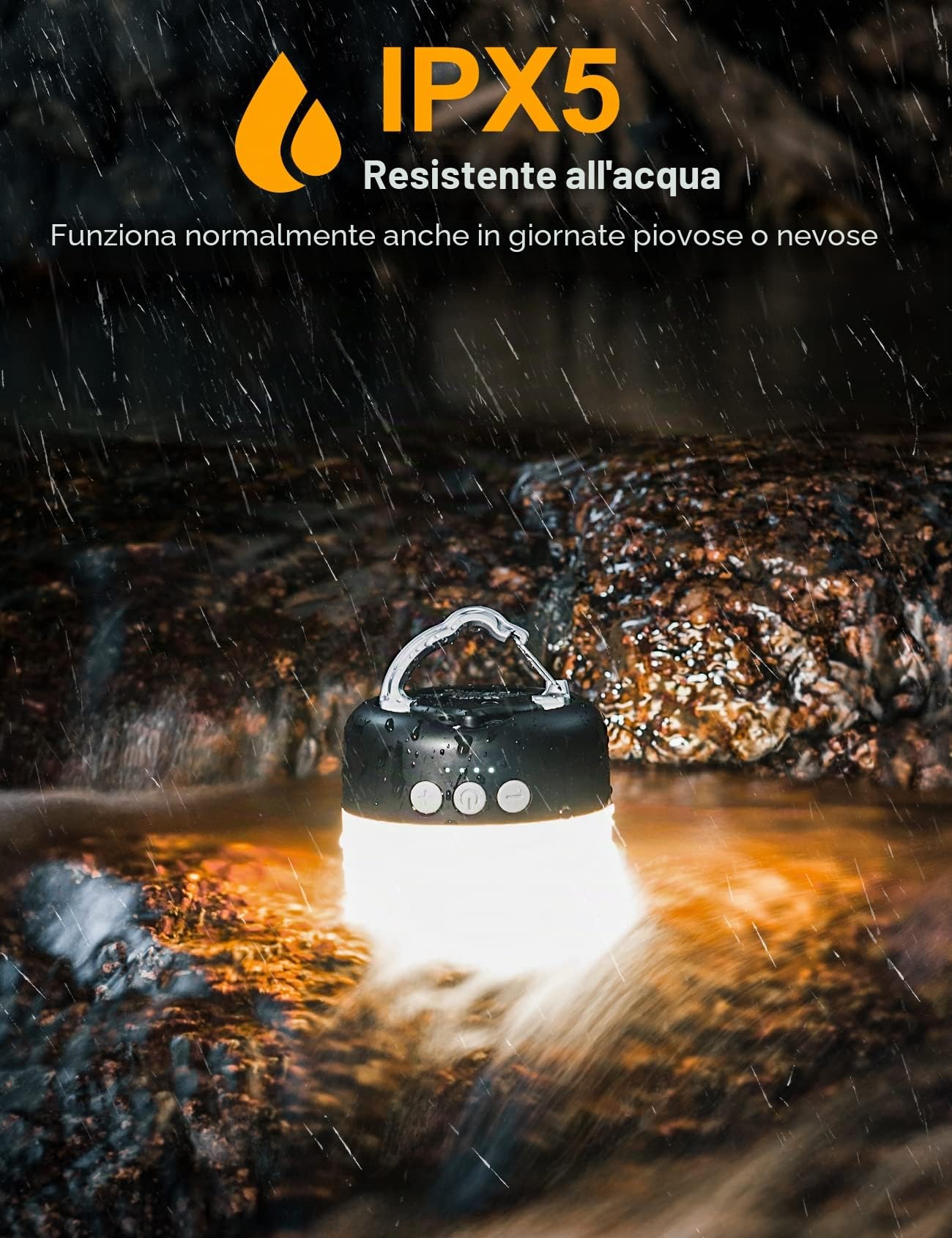 Luce notturna lanterna da campeggio 1000LM ricaricabile, lampadine LED sospese, luce tenda, lampada per emergenza, esterno, escursionismo, alimentato a batteria, illuminazione/lampada, nero