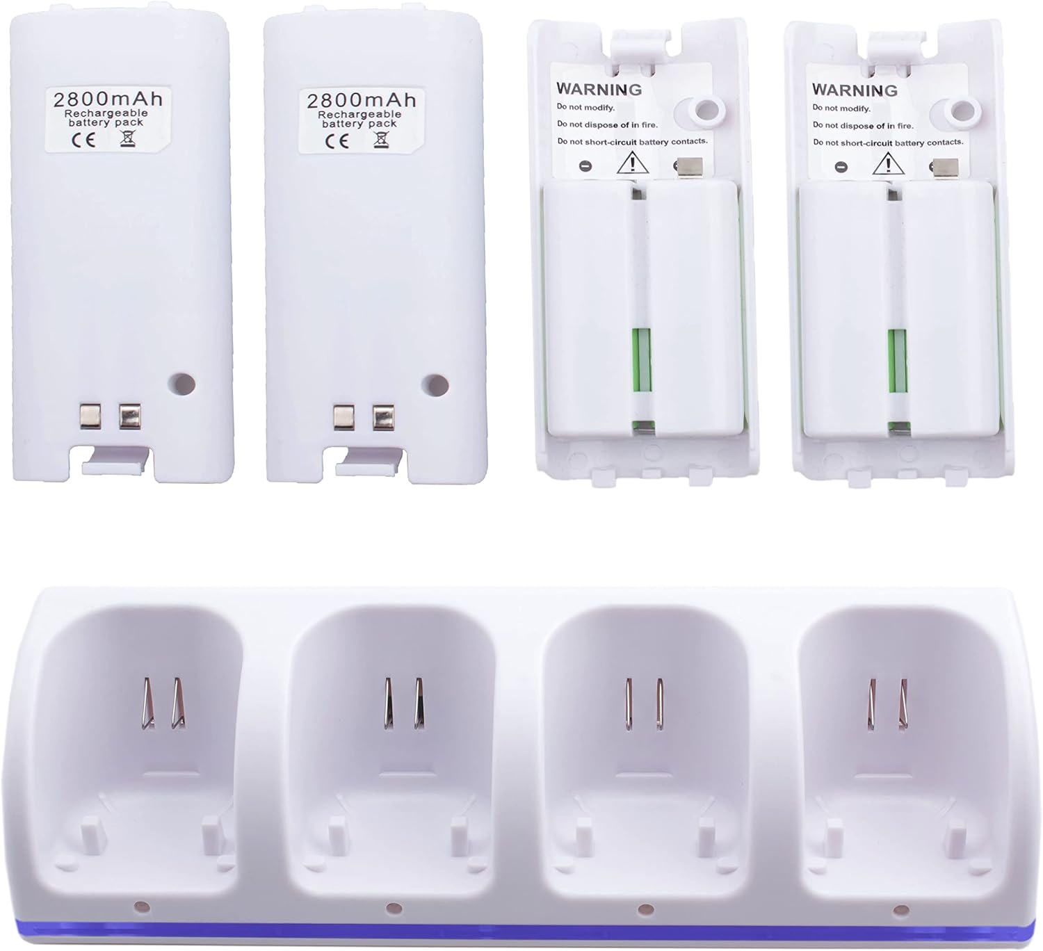 Wii Rechargeable Battery Pack, 4 in 1 Charging Station Charger Dock with 4 Pack