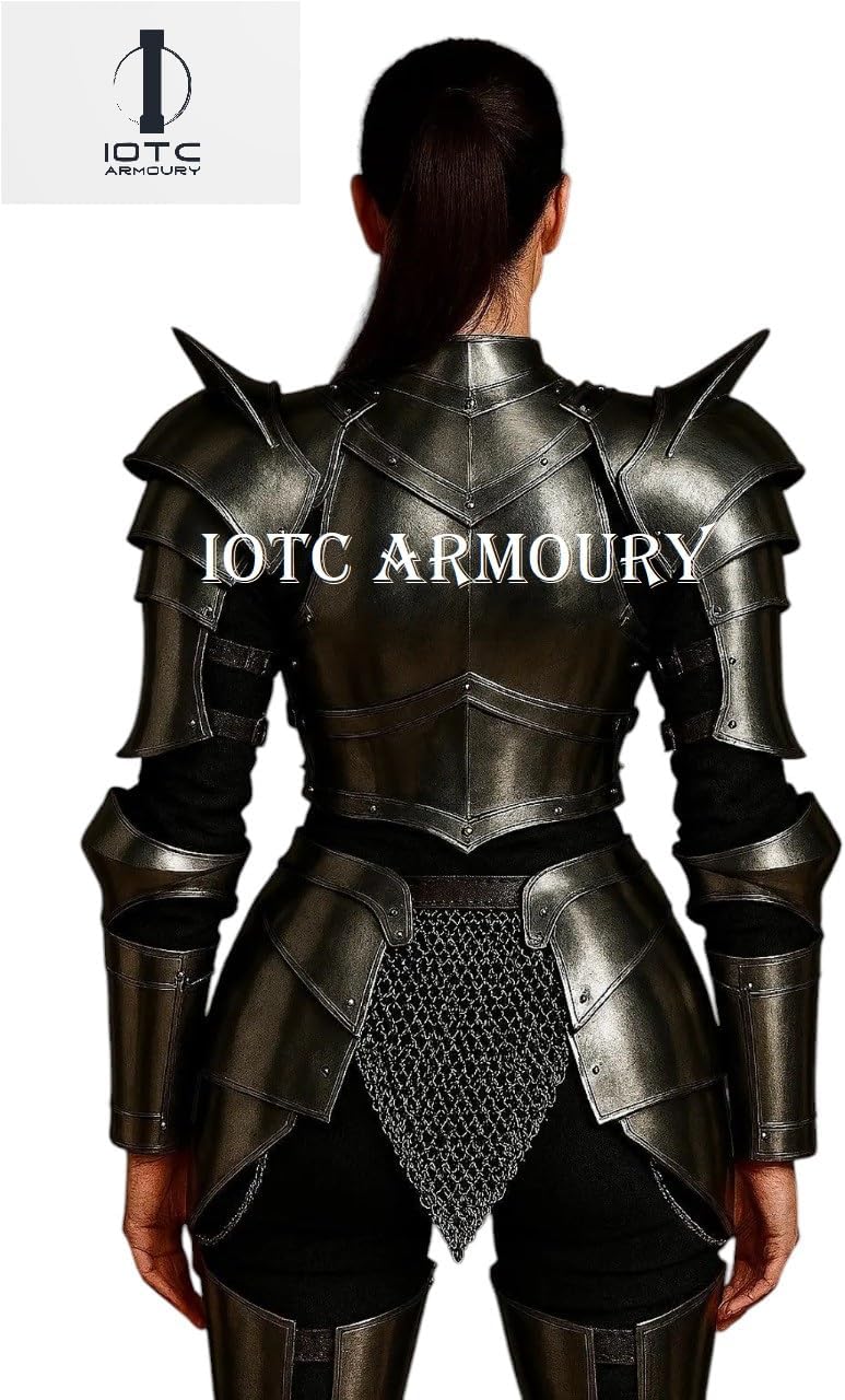 Medieval Lady Cuirass Suit Of Armor-Female Fantasy Knight Armor Cosume-Brave Lady Armor Breastplte, Tasset Belt, Pauldrons For LARP, Re-Enactment, Cosplay Event, Halloween & Fantasy Party Costume