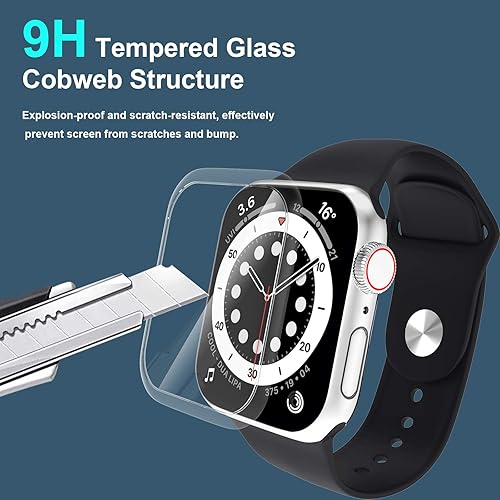 Miniatura 3 de EWUONU - Protector de pantalla de vidrio templado de 1.732 pulgadas (1.732 in), compatible con Apple Watch Series 6SE354, cobertura completa,