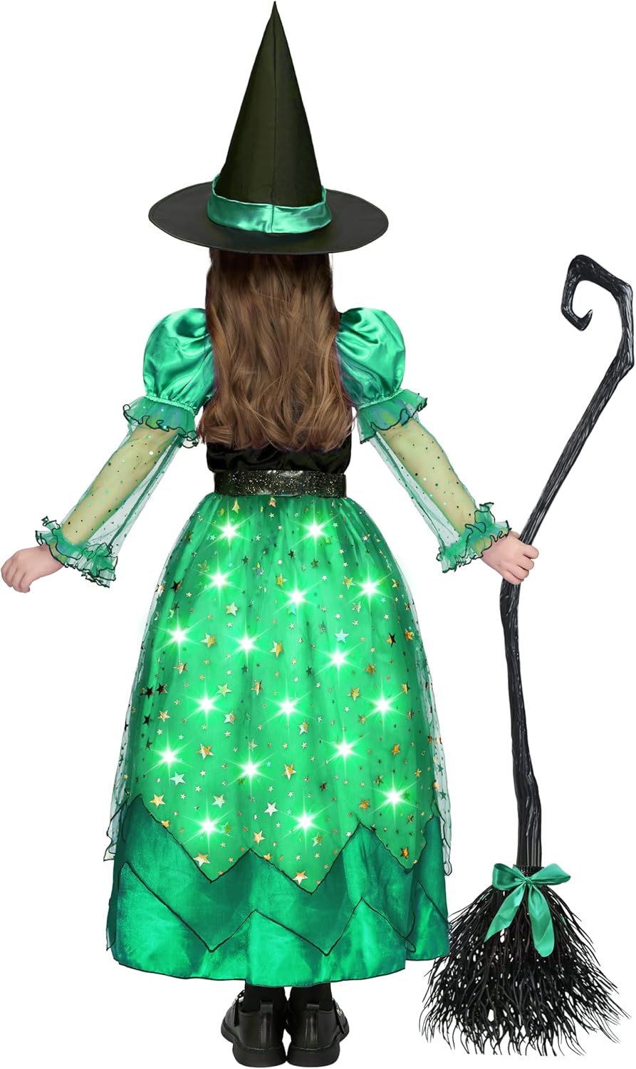 Spooktacular Creations Girls Witch Costume, Light up Witch Costume Kids, Starry Dress for Child Halloween Role Play Parties - Image 7
