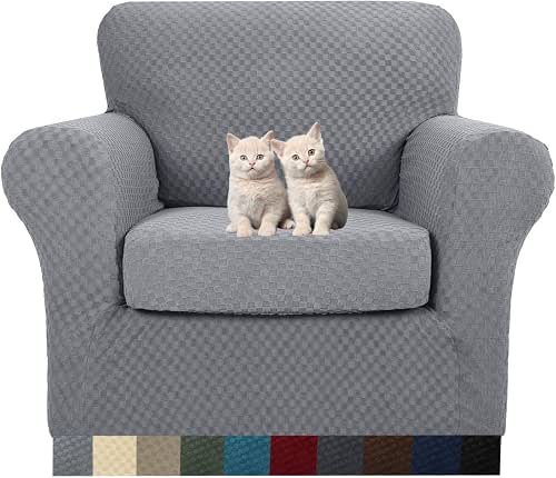 MAXIJIN 2 Piece Jacquard Chair Covers with Arms Super Stretch
