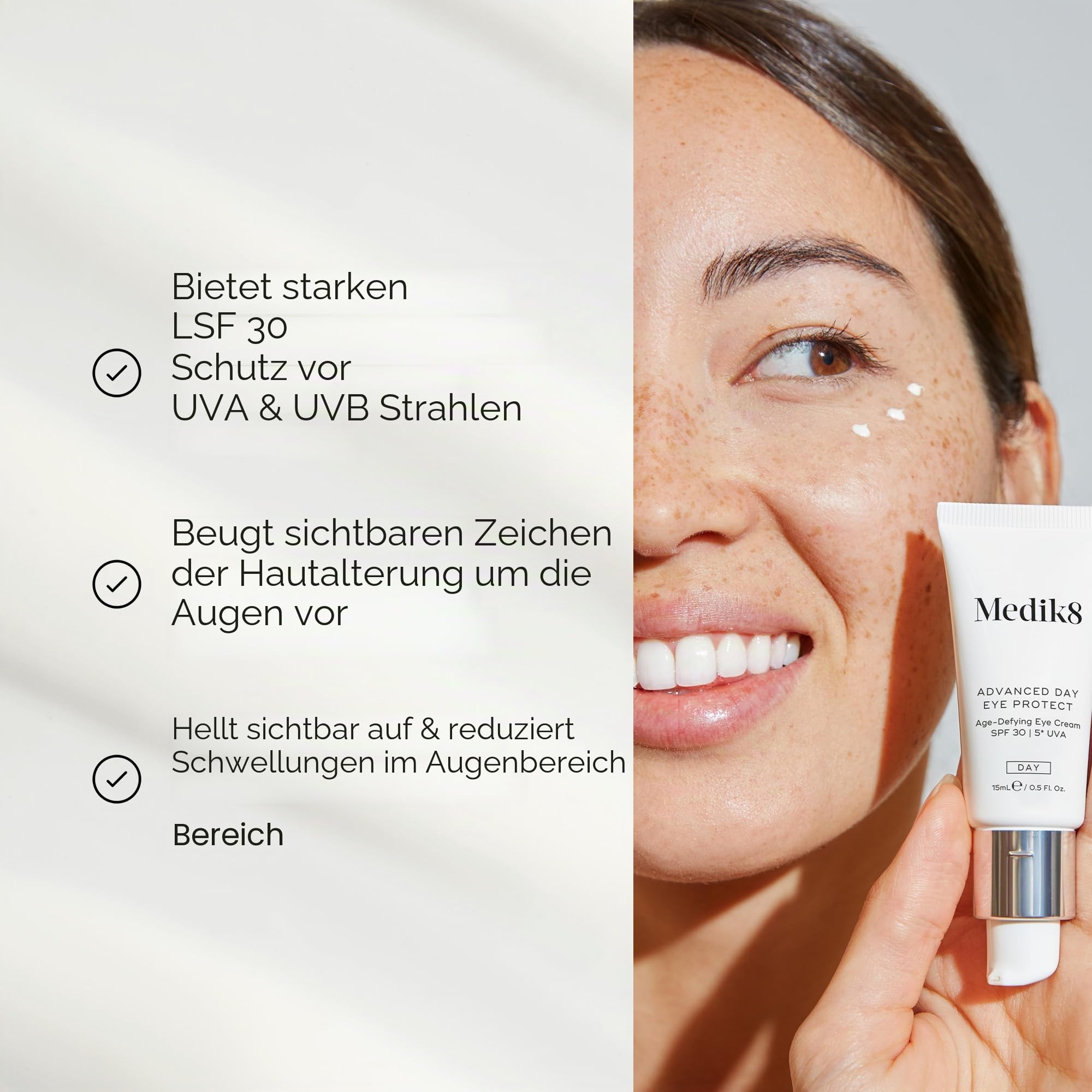 Medik8 Advanced Day Eye Protect - Anti-Aging-Augencreme - LSF 30 - Wirkt gegen dunkle Augenringe, beugt Falten vor und glättet diese - 15ml | LSF 30 5* UVA-Schutz, erhält eine jugendlich aussehende Augenpartie, multifunktionale Abwehr gegen Alterung Augen