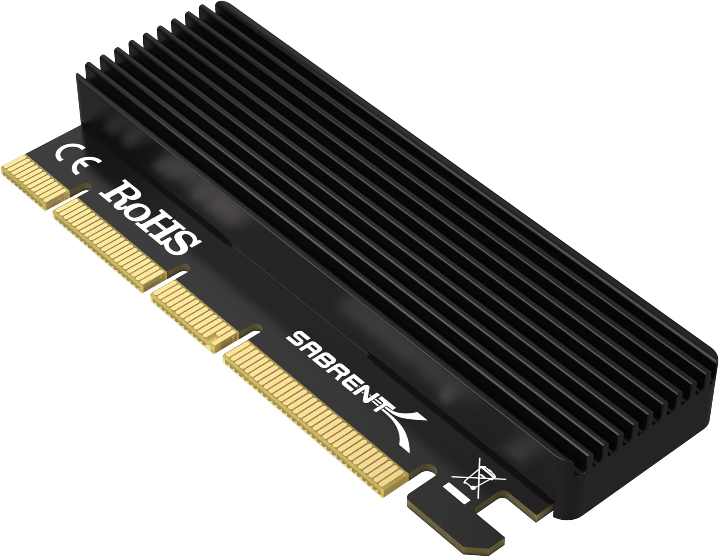 SABRENT M.2 SSD NVMe to PCIe Adapter with Aluminum Heatsink and Thermal Pad, for SSDs up to 16TB, M.2 NVMe to PCI-E converter 3.0 X4 X8 X16 Card (EC-PCIE)