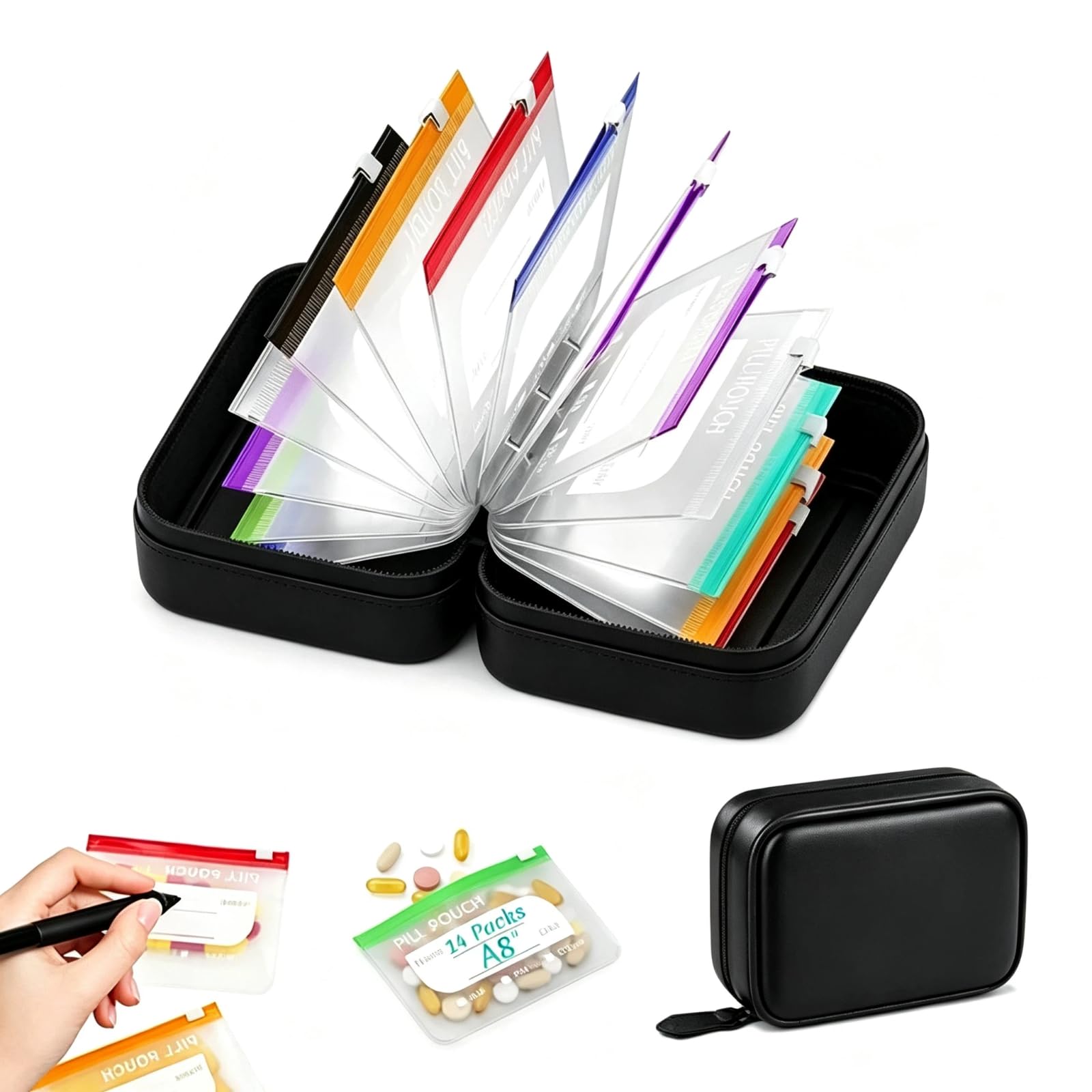 A8 Waterproof Pill Pouch Organizer Set for 7-14 Days Medication Storage (B)
