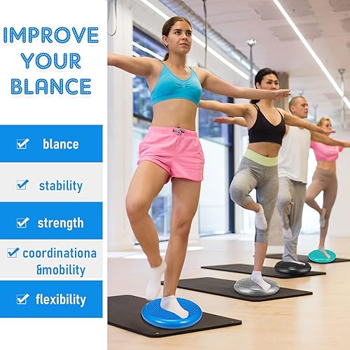 Miniatura 4 de Sotiff 4 Pcs Wiggle Seat Flexible Inflated Wobble Cushion Stability Balance Pad Balance Disc Sensory Seat for Kids Men Women Physical Therapy