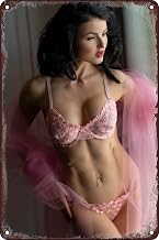 Sexy Hot Woman Gun Metal Poster Pinup Girl Big Boobs Vintage Tin Sign Wall Art Decor Plaque for Home Bar Living Room Man Cave Bathroom Garage Farm 8x12 inch