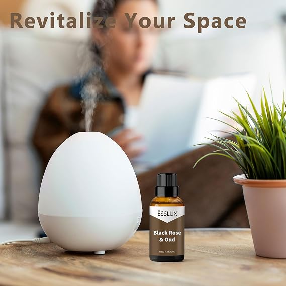 Black Rose & Oud Fragrance Oil 30ml & 100ml, ESSLUX Essential Oils for Diffuser, Candle Soap Making Scents, Aromatherapy Scented Massage, Perfume for Humidifier Home Fragrance