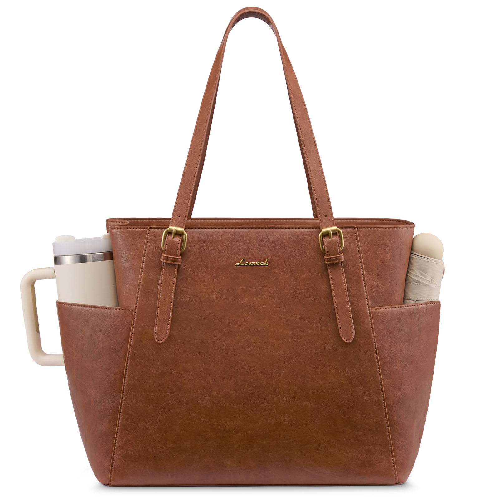 Photo 1 of LOVEVOOK Leather Laptop Tote Bag for Women, 17.3 Inch