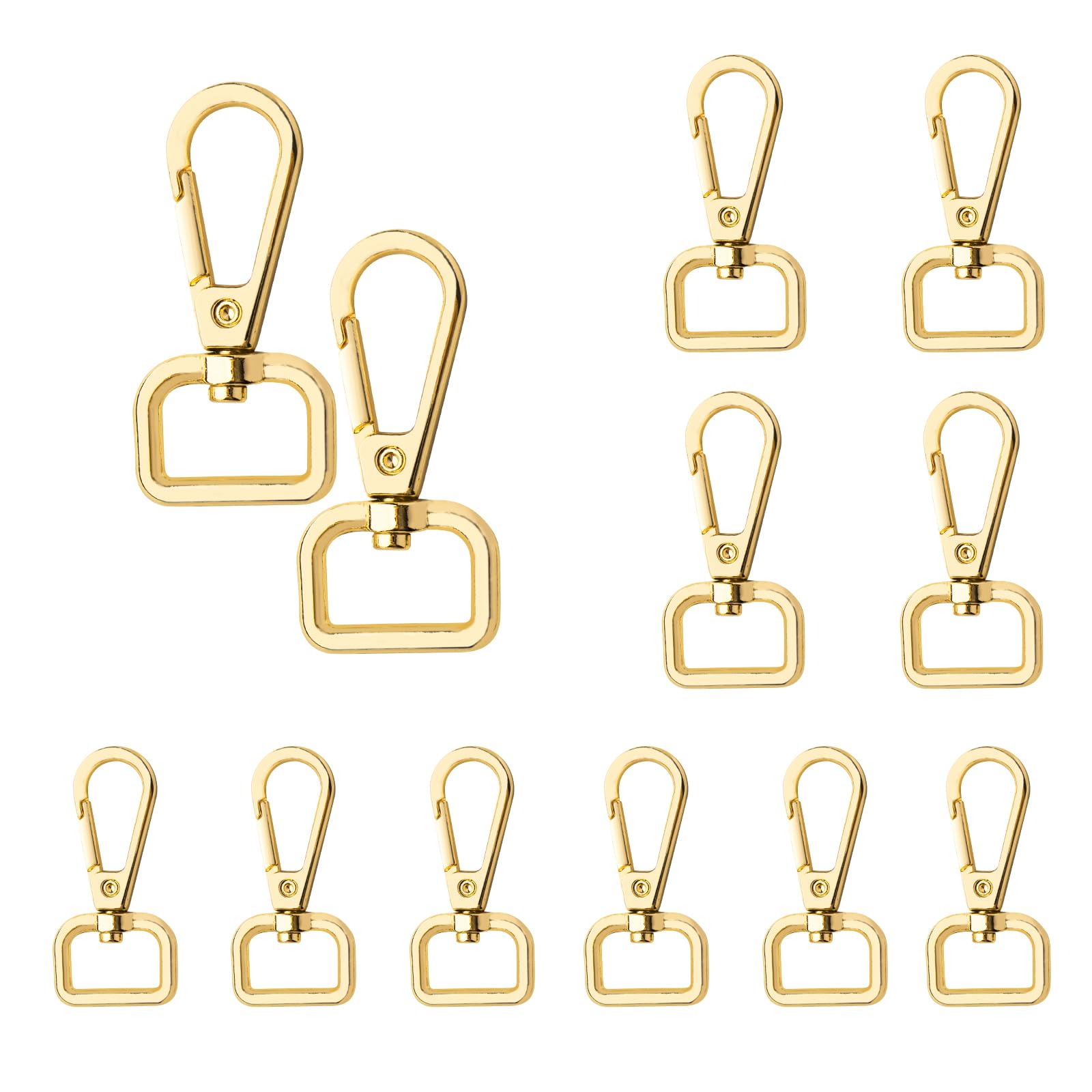 ZoeTekway 4 stuks karabijnhaken met draaischarnier, gouden sleutelhanger, D-ring, karabijnsluitingen voor portemonnee, schoudertas, leren handtassen, doe-het-zelf accessoires (met 1 schroevendraaier