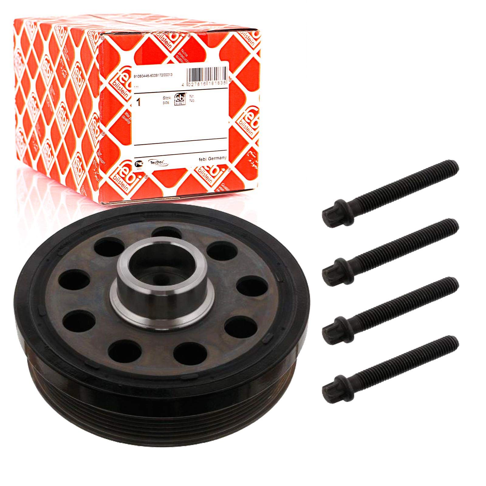 febi bilstein 33077 Pulley decoupled, for crankshaft with screws, pack of one