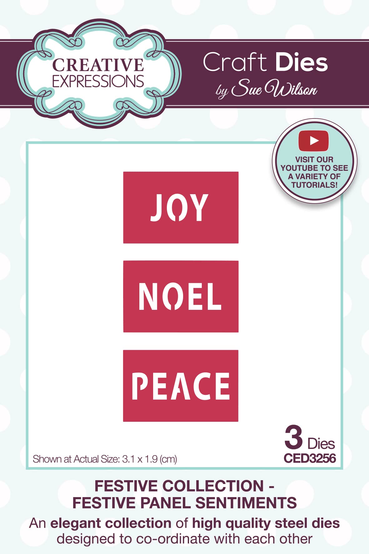 Creative Expressions Metal Sue Wilson-Festive Collection-Panel Sentiments-Craft, Largest Die 3.1 X 1.9 Cm