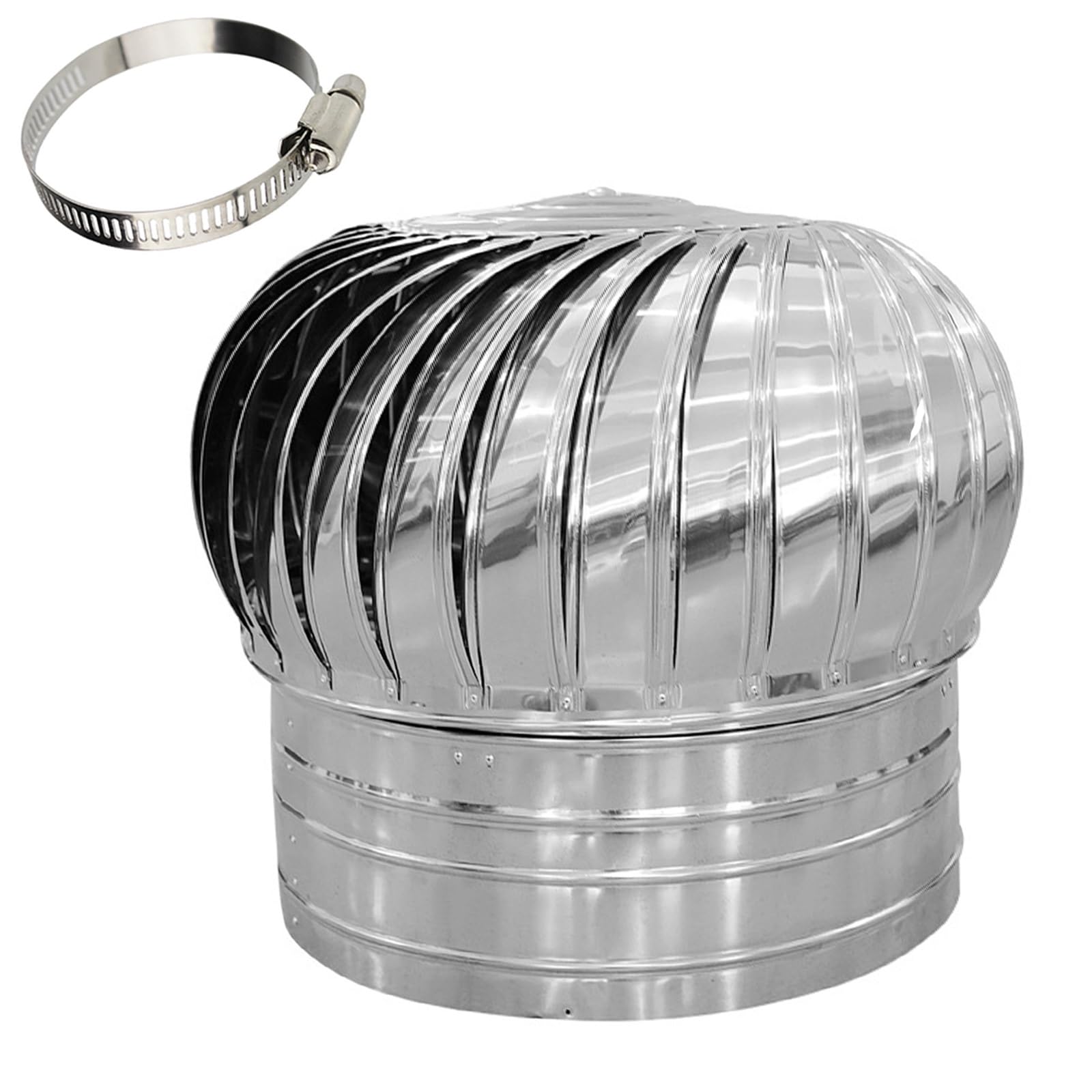 Cgjdfjhe Silver Unpowered Wind Cap, Stainless Steel Exhaust Cap, 304 Round Grille Louvered Vent, Diy Easy Hookup Kit, For Ventilation And(6.3Inch(160Mm))