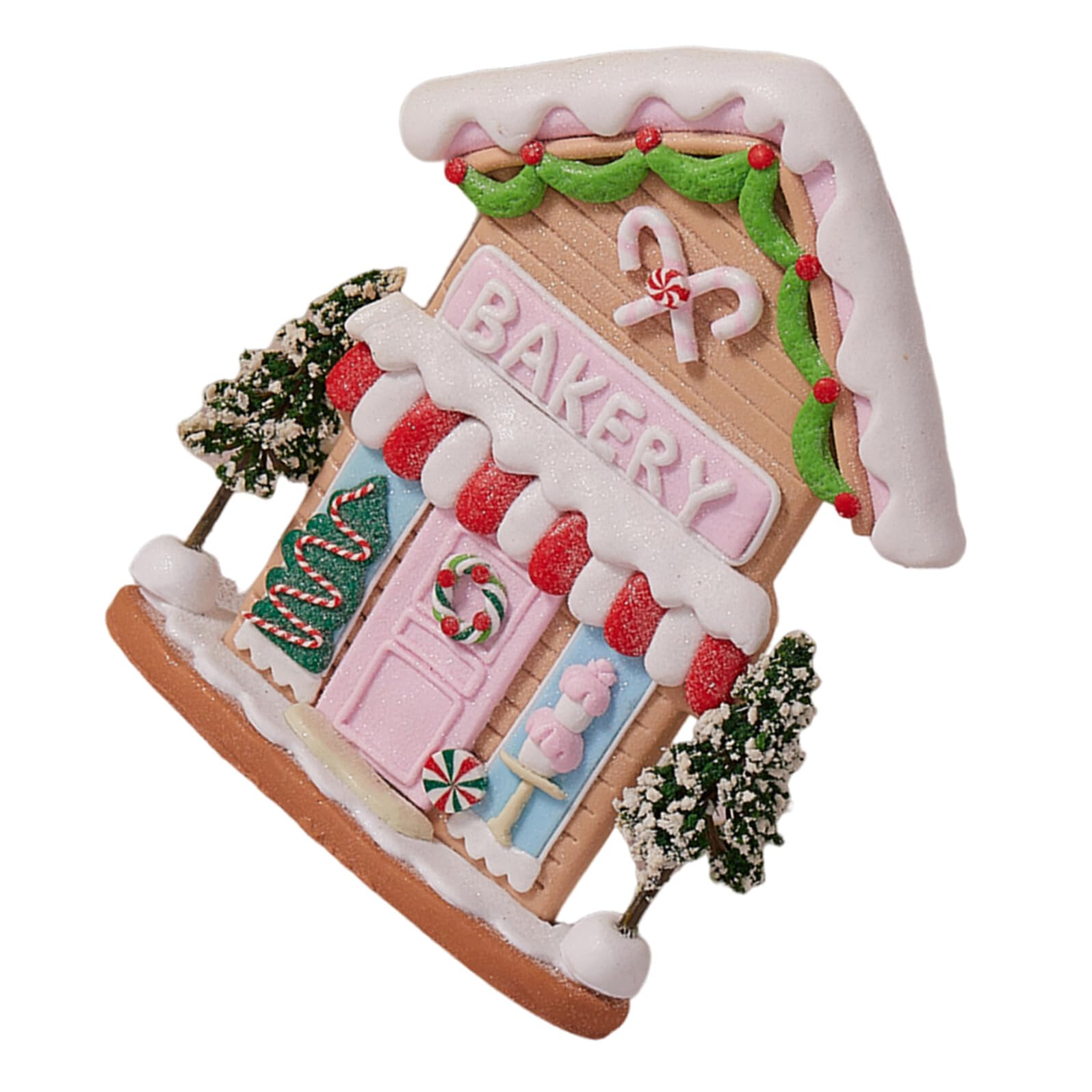 DECHOUS Casa de Jengibre Navideña de Arcilla Polimérica Decoración de Mesa de Invierno Casita con Nieve Pintada a Mano Adorno Artístico para Escritorio y Pueblo Navideño Figura Única